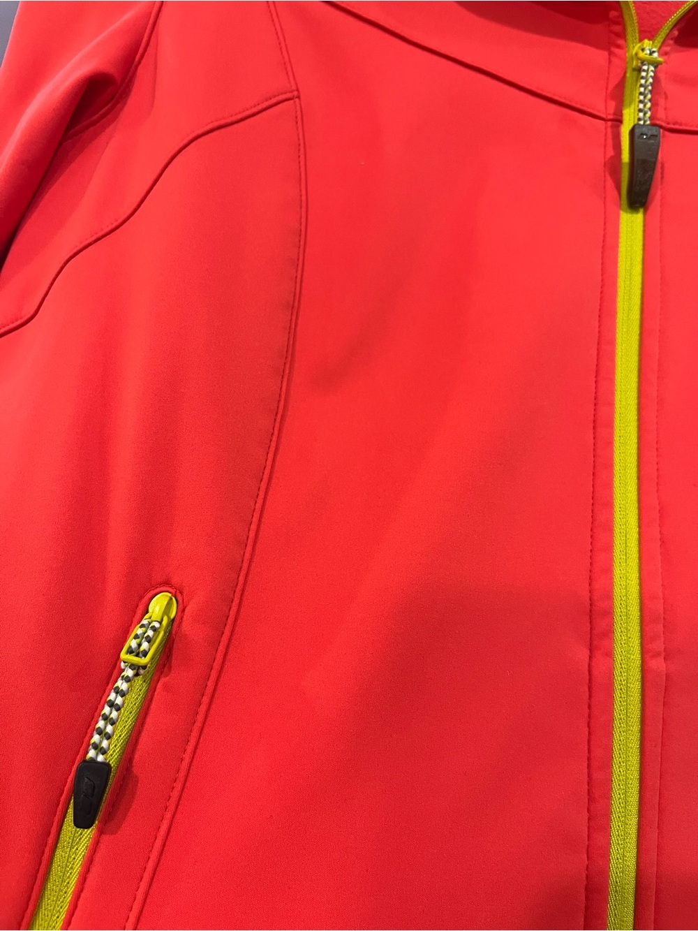 Koppen Women’s Athletic Workout Outdoor Training Neon Coral Long Sleeve Jacket - Picture 2 of 7
